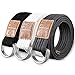 Produktbild Hantier 3 Pack Leinwand Web Gürtel 1,25" Breit Doppel-D-Ring-Schnalle für Männer, Einstellbarer Volltonfarbe Militärstil (Schwarz + Weiß + Blau-grau)