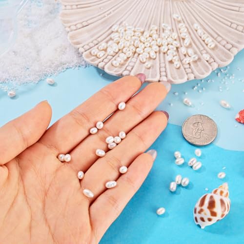 Image of Beadthoven 100pcs Natural Freshwater Cultured Pearls 4-6mm Rice Oval Loose Beads Real Pearls for Summer DIY Bracelet Necklace Earrings Jewelry Making