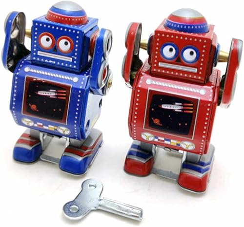 Miniatura 5 de Charmgle Mini Retro Estaño Robot Modelo Máquina Wind-Up Caminar Juguete Adulto Colección Decoración del Hogar Azul
