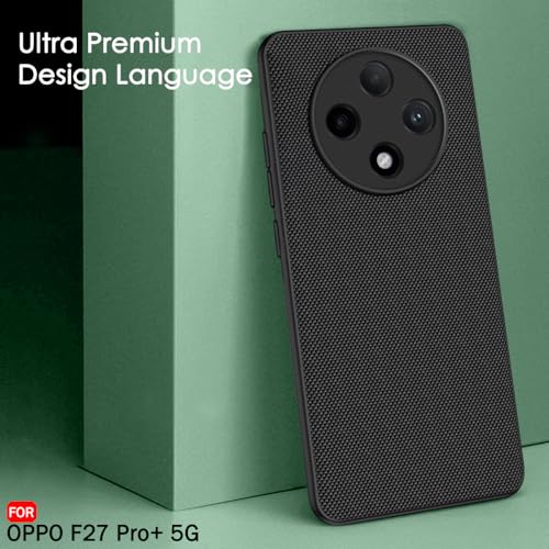 Image of TheGiftKart Back Cover Case for Oppo F27 Pro Plus 5G | Slim & Lightweight | Ultra-Premium Design | Camera Protection Bump | Fabric Texture Case Cover (PC & TPU, Black)