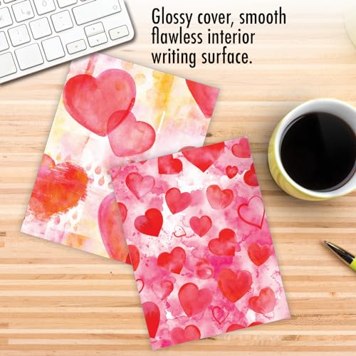 Image of The Best Card Company - 20 Assorted Blank Notecards Bulk Box Set 4 x 5.12 Inch with Envelopes (10 Designs, 2 Each) - Watercolor Hearts AM10427OCB-B2x10
