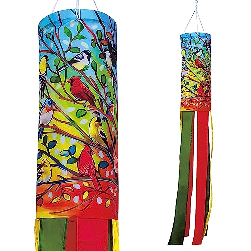 YMYIELD Tree Birds Windsock 40 Inch Durable Outdoor Hanging Decoration for Yard Garden Patio Home and More