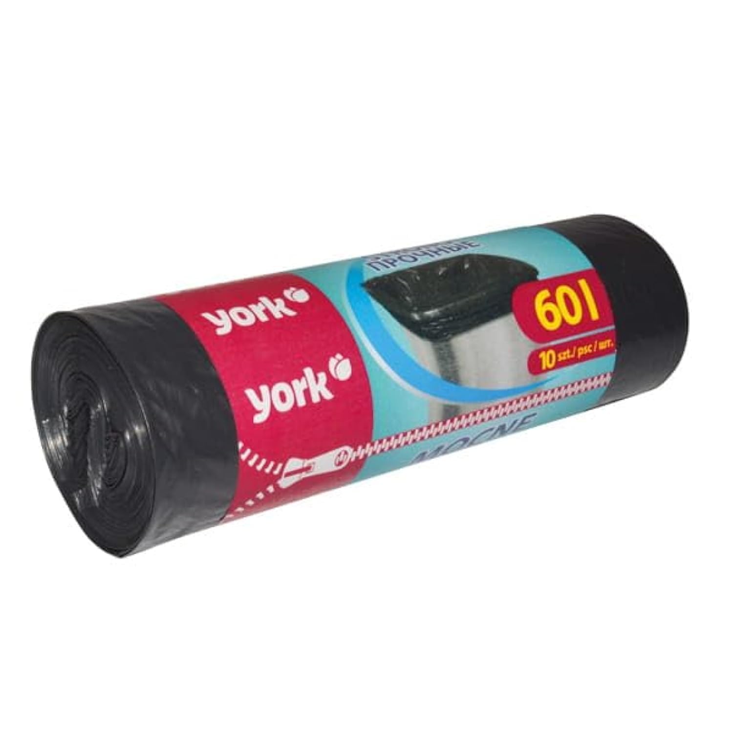 YORK Bolsas de Basura Negras de 60 L - 1 Rollo Con 10 Unidades - Grandes, Estables y Extra Fuertes