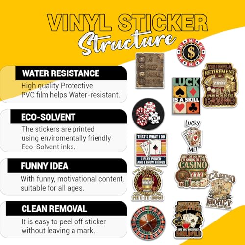 Pegatinas de juego troqueladas de vinilo impermeable con citas de póquer 4