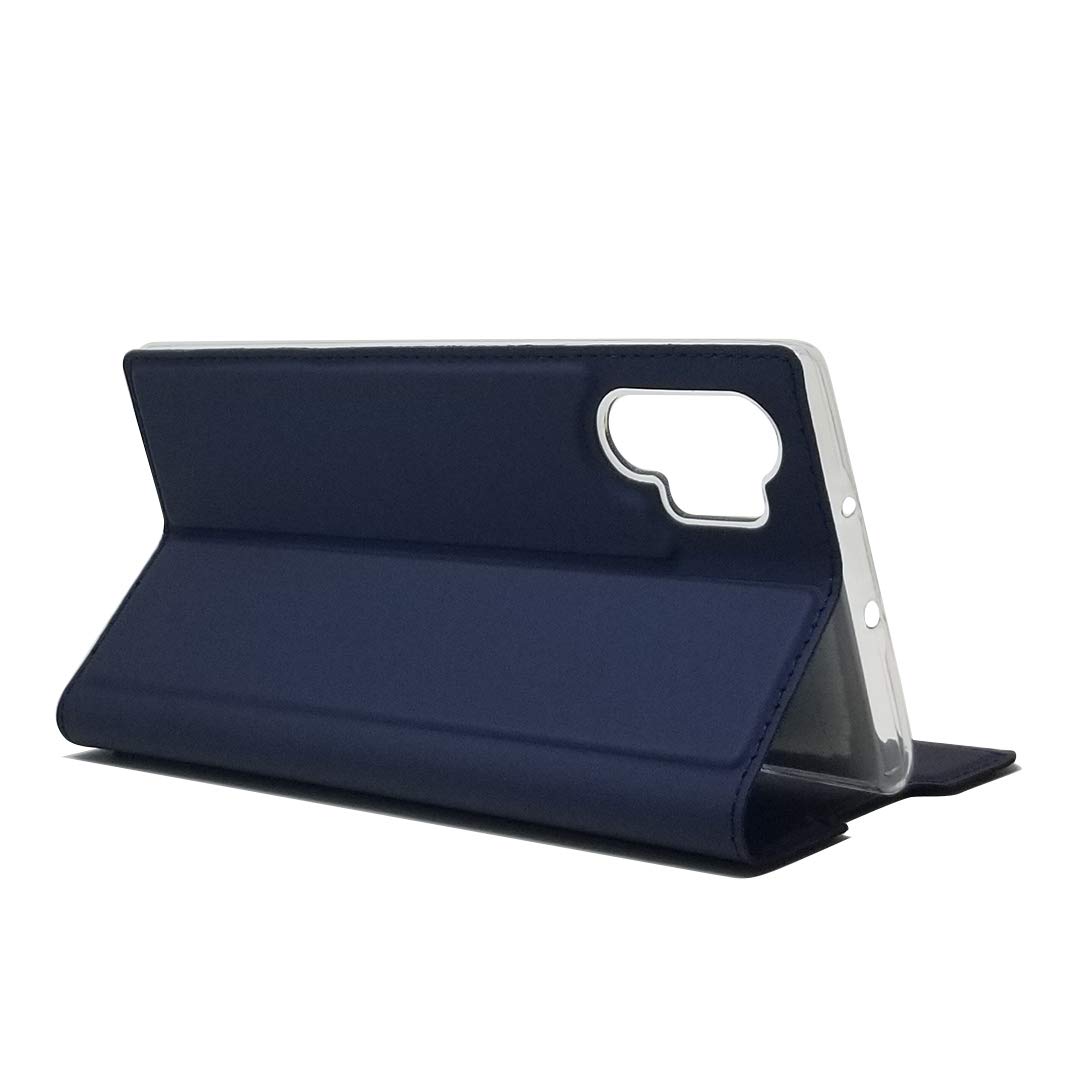 MRSTER Leder-Handyhülle Für Galaxy Note 10 Plus – Mit Magnetverschluss, Kartenfach & Standfunktion (DT Blue)