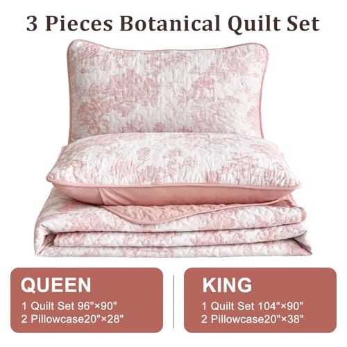 Colcha botanical queen rosa de microfibra ligera Wongs Bedding 8