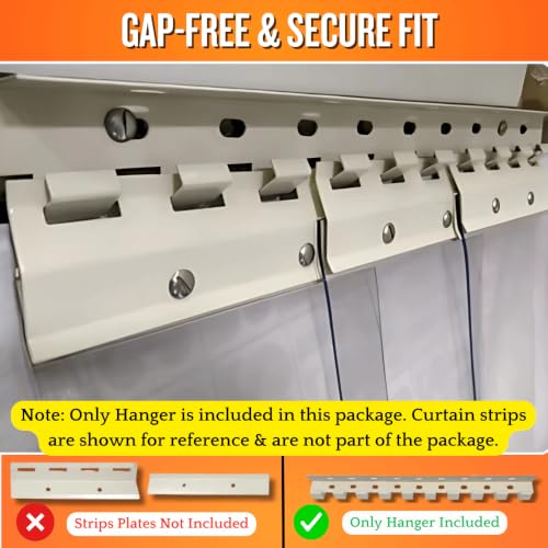 Image of Qlarity Covers PVC Curtain Mount Hanger for Curtain Strips | Wide Hanger | Durable Brackets Suitable for Cold Storage /Office /Balcony (Mount Hanger Only, 20 Inch Hanger)
