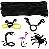100 Pieces Pipe Cleaner Chenille Stem, Black Pipe Cleaners for Hair, Pipe Cleaners Set for DIY Arts Crafts Decorations (Black)