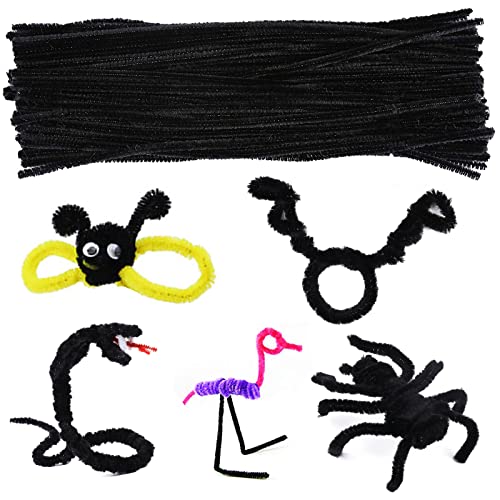 Image of 100 Pieces Pipe Cleaner Chenille Stem, Black Pipe Cleaners for Hair | Black Pipe Cleaners for Hair Locs Craft Pipe Cleaners Set for DIY Arts Crafts Decorations
