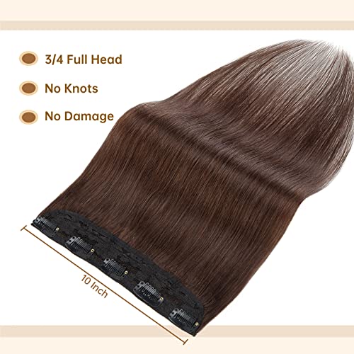 TESS Clip In Hair Extension Medium Brown,Hair Extensions Real Human Hair One Peice 5 Clips Straight Natural Hairpieces for Womens/Girls(#4 Medium Brown,20Inch) - Image 3