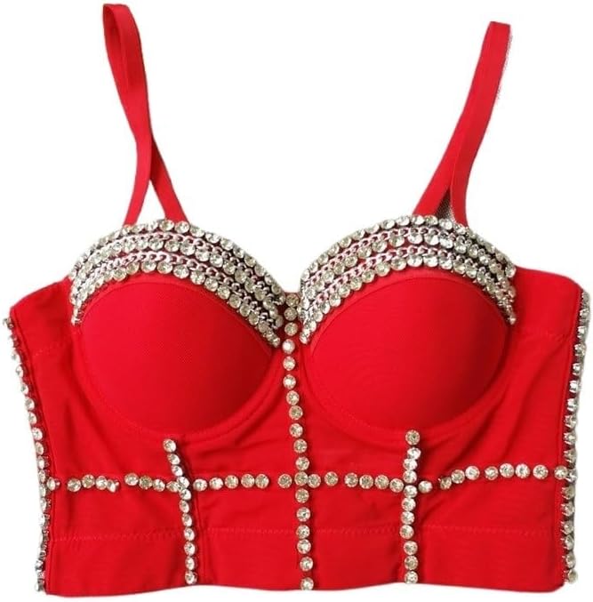 Fashion Beaded Diamond Street Dance Vest Slimming Shapewear Suspender Bra Female Performance Costume