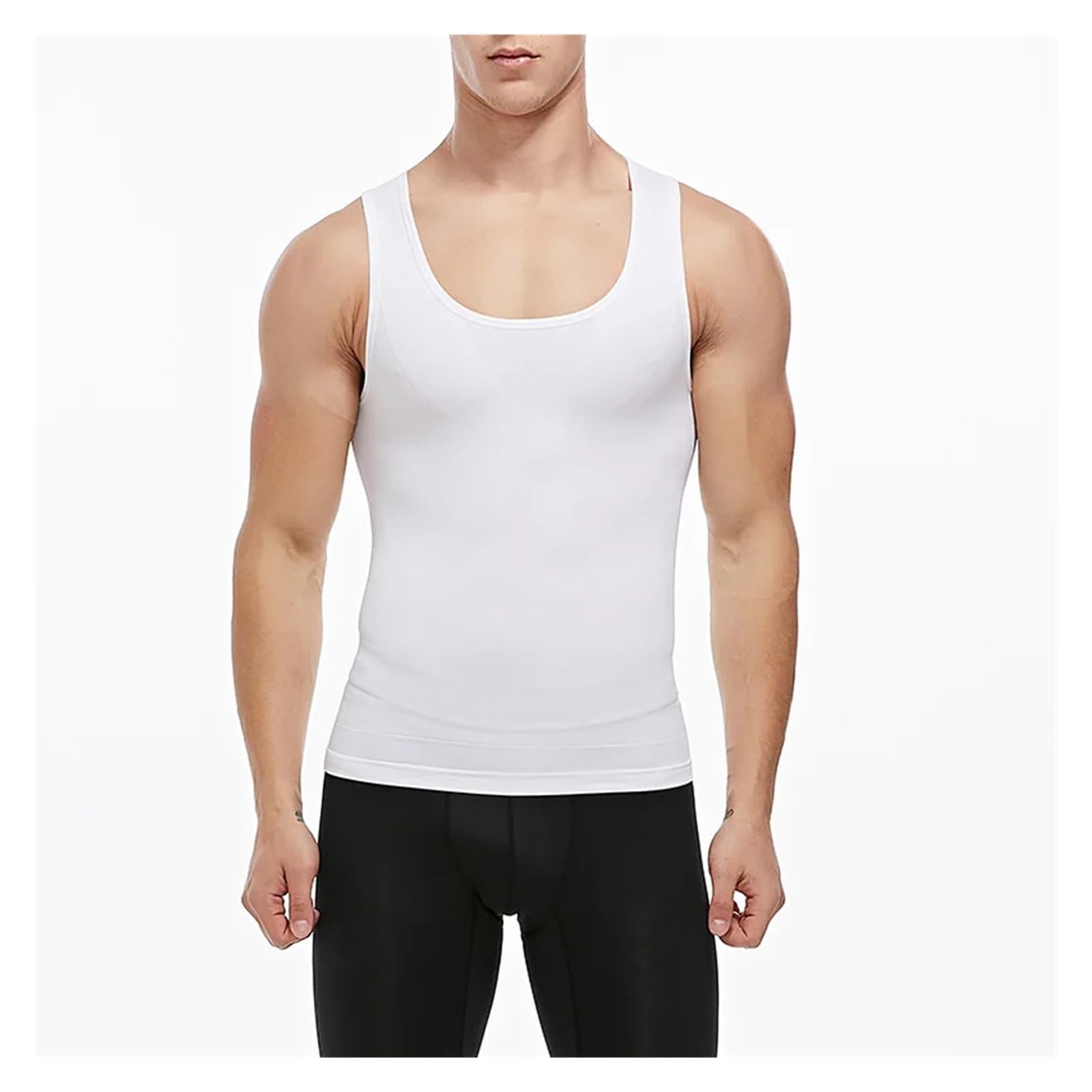 Camiseta Reductora Hombre Camiseta de compresión for Hombre Adelgazante Moldeador de Cuerpo for Ocultar Moobs Camisetas sin Mangas for Entrenamiento Camisetas Interiores(2PCS,XXL)