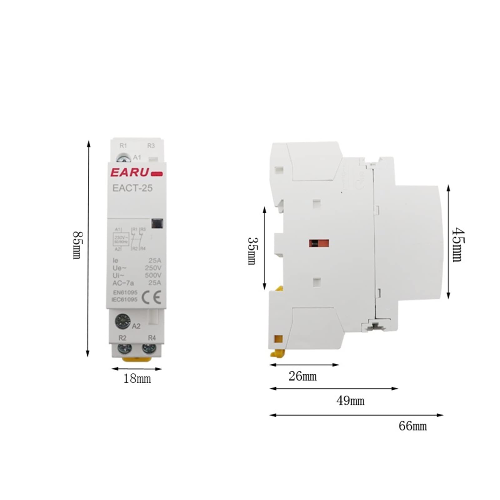 1 sztuka EACT-25Z 2P 16A 20A 25A DC 12V 24V Cewka Szyna DIN, moduł stycznik 2NO 2NC 1NO1NC do inteligentnego domu, domu, hotelu (Dc24V, 16A-1NO1NC)