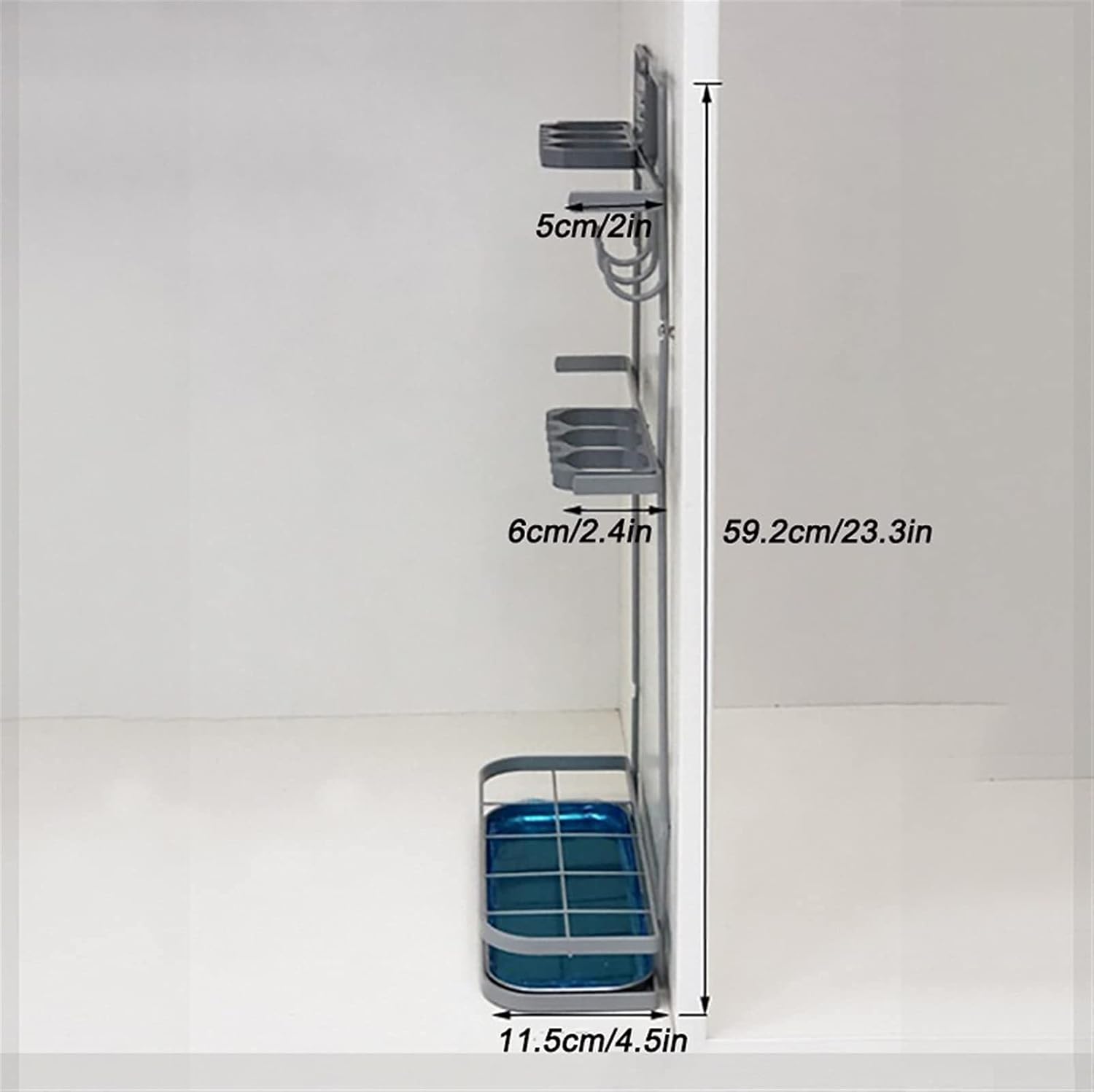 Umbrella Holder Doorway Wall-Mounted Umbrella Stand, Creative Stainless Steel Umbrella Rack Holder with Hooks, Bottom Drip Tray