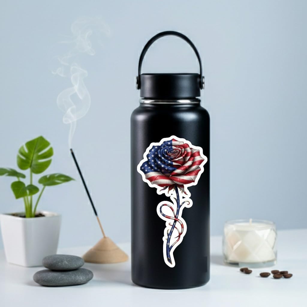 America Rose Sticker Bumper Sticker 5 inch, Autoskinz Car Sticker, Waterproof Vinyl Decal for Laptop, Rose Decals for Cars, Removable Indoor and Outdoor Use for Car, Truck, Van