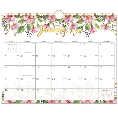 2024 Wall Calendar - Wall Calendar 2024, Jan. 2024 - Dec. 2024, 11\"× 8.5\", 2024 Calendar Wall Hanging with Sturdy Twin-Wire Bound, Writing Blocks, Julian Dates, 12 Months Best Calendar, Planner & Organizer