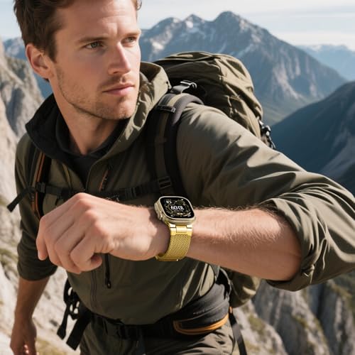 Image of BXUXOHS Milanese Loop for Apple Watch Ultra 3 /2 Band 49mm 46mm 45mm 44mm 42mm Men,Tactical Mecha Strap Military-Grade Design,Magnetic Metal Wristband for iWatch Ultra 2 /3 Series 11 /10 /9 /8 /7 /6 /5 /4 SE