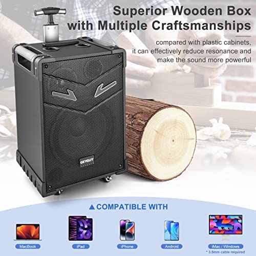 3-Way Pa System,10'' Bluetooth Karaoke Machine, Outdoor Speaker,Rechargeable Speaker With Wireless Crystal Mic, Support Guitar/Usb/Fm/Aux In/Aux Out/Tws(Gtsk10-3) #TOP3