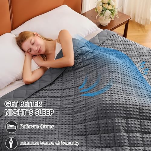 Image of Grey Weighted Blanket for Adults 20lbs, 48 inchx72 inch, Twin Full Size Cooling Minky Heavy Throw Blanket for 180-220lbs, Soft Winter Thick Big Blankets Weighted Comforter Gift for Sleeping