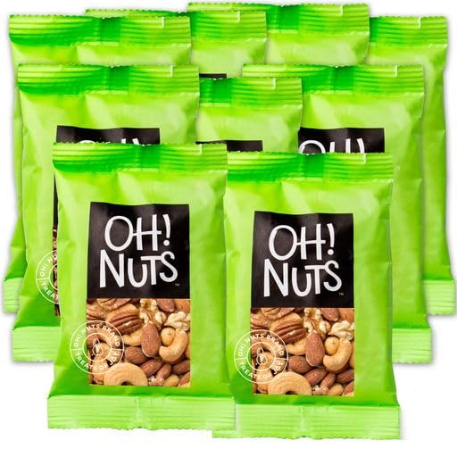Oh! Nuts Mixed Nuts Roasted Unsalted Individual Nut Snacks for On-the-Go - 12 Convenient Nut Snacks for School - Bulk Nuts Variety - Individual Packs (1.5 oz Each)