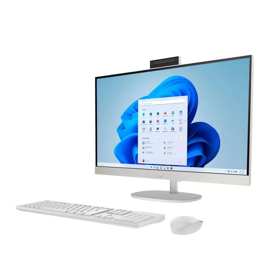 Image of HP All in One Desktop Computer, Windows 11 Pro, 27 inch FHD IPS Touchscreen, Intel Ultra 7-155U, 64 GB DDR5, 2 TB SSD, Adjustable Height, Built-in AI, FHD IR Camera, Wi-Fi 6, w /Accessories