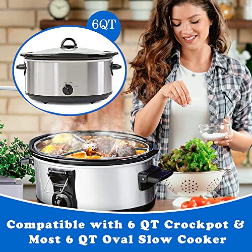 3-In-1 Silicone Slow Cooker Liners Fit For 6-7 Qt Crockpot, Silicone Slow Cooker Divider Liner, Reusable/Bpa Free/Leakproof/Slow Cooker Accessories Cooking Liner For 6-7 Quart Pot #TOP1