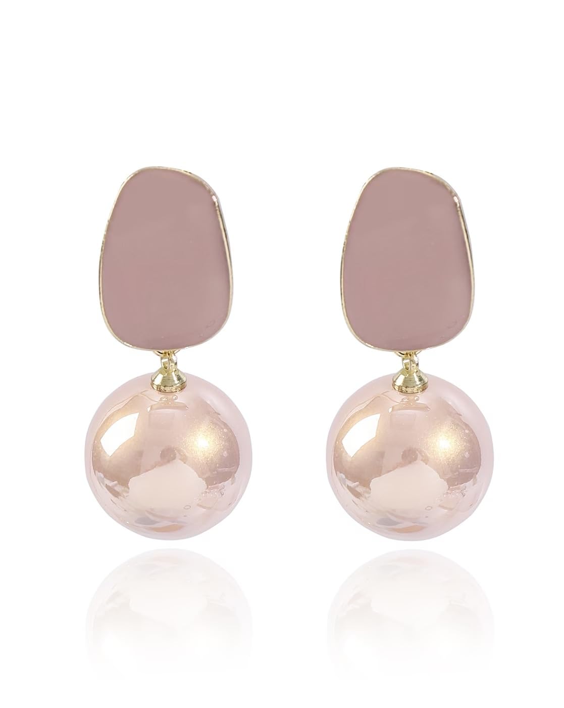EL Regalo 1 Pair Glossy Pearl Stud Earrings for Girls & Women- Pearl Statement Earrings (Pink) (B0CSD1VPG2) Amazon Price History, Amazon Price Tracker