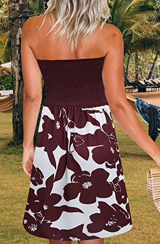 Image of Zyyfly Strapless Dress for Women Summer Beach Boho Smocked Tube Top Dress