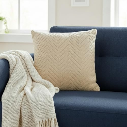 Image of Wakefit Designer Cushion Cover | 16x16 inch | Velvet Fabric | Machine Washable | Pack of 1 | Fur Beige