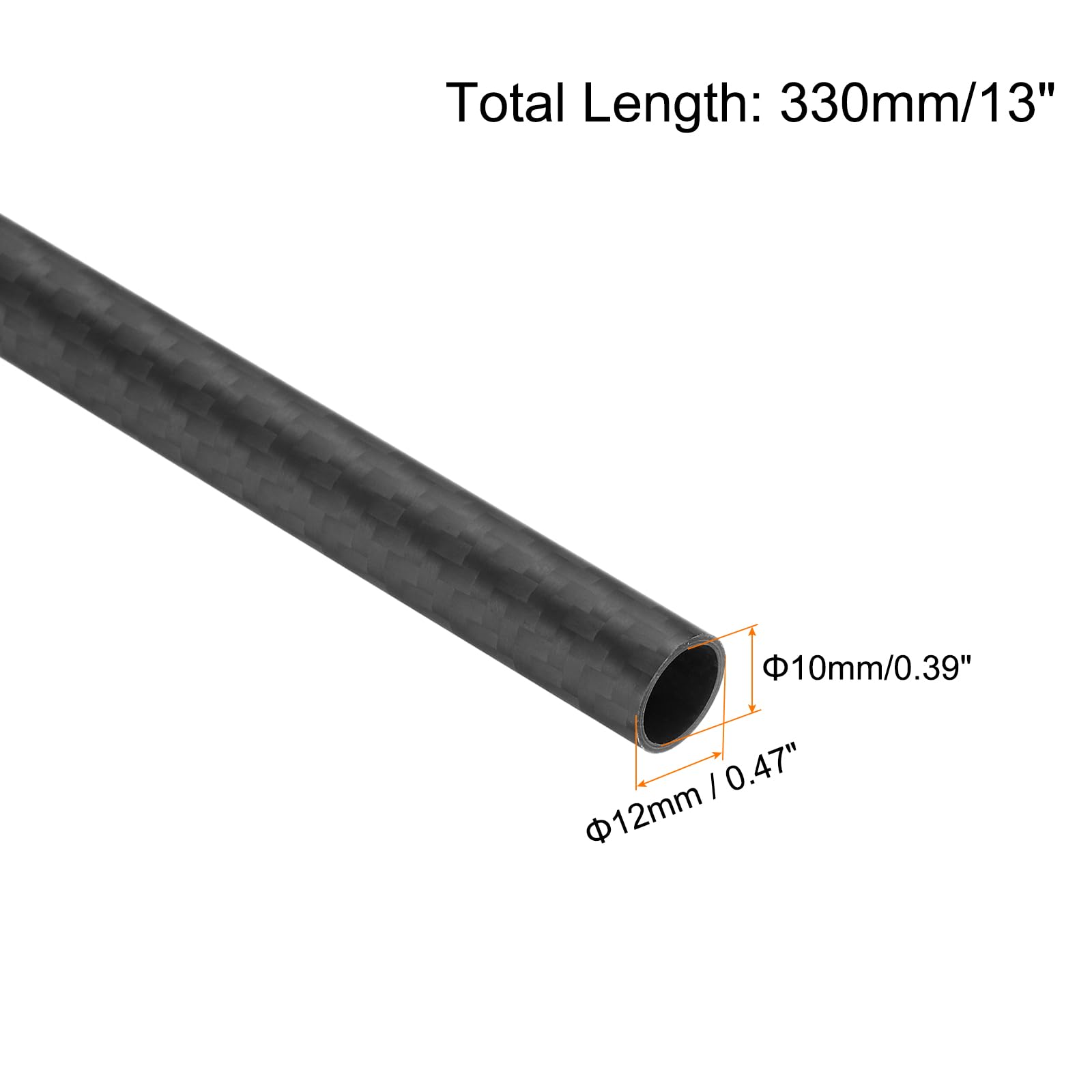 QUARKZMAN 4 szt. rurki z włókna węglowego, 10 x 12 x 300 mm, matowa powierzchnia pręta 3K, rolka owinięta czysty węgiel, okrągła rura do samolotu RC samolotu Multicopter
