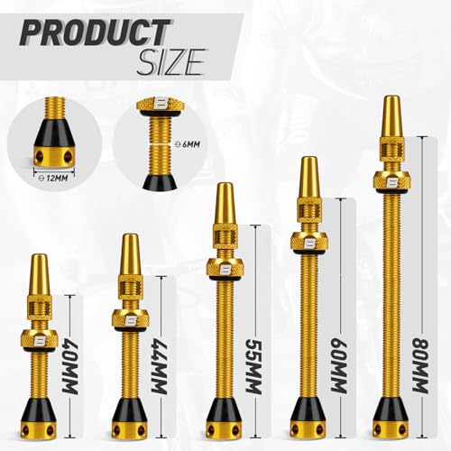 image for BWSHLF Tubeless Presta Valve Stem 40/44/55/60/65/80/100 mm, Super Ligh