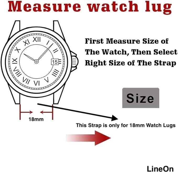 Image of Lineon Colourful 18mm Full Padded Univarsal Vegan Leather Watch Strap For Branded Watches Compitable with (Titan, Timex, Casio, Sonata etc) Tool and Pins Include