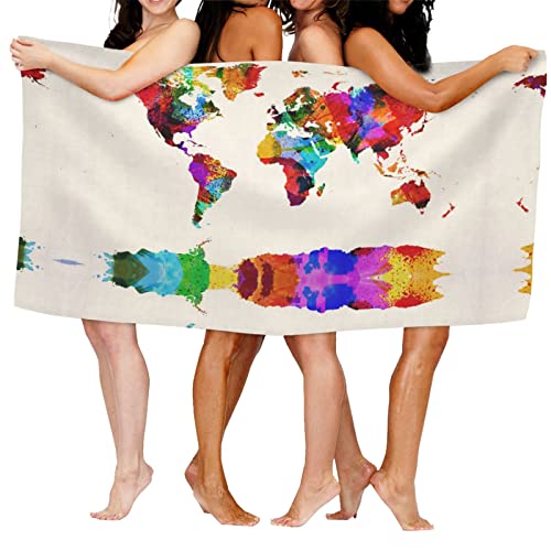 Quick Dry Towel Abstract World Map Beach Towel Microfiber Quick Dry Sand Free Towel Travel Beach Towels With Pocket For Women Men Lightweight Beach Towel Pool Swimming Gym Travel Gift #TOP7