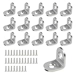 Angle Brackets 20mm, 16 Piece L Shaped Small Bracket Corner Brace 90 Degree Right Angel Brackets with Screws for Shelves Wood Shelf