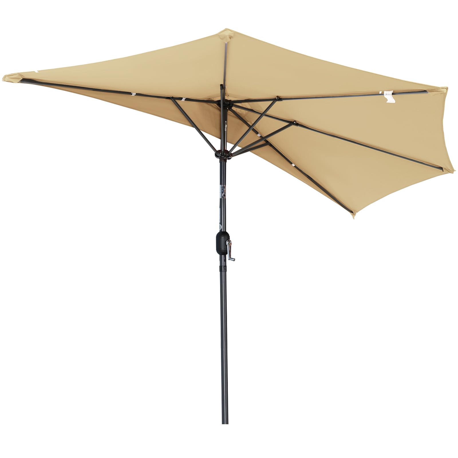 Angel Living Half Circular Parasol, Sombrilla Semicircular 270cm de Acero, Mástil Central de Acero de 38 mm, Para Jardín Patio (Beige)