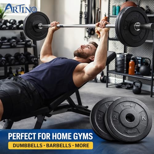 Image of Artino P.V.C Weight Plates, Filled with Concrete, Standard Weights Plates, Set for Weight Lifting, Home Gym Fitness Workout (Online Series) (Adjustable Upto 25 mm Rod) ((2.5Kg X 2Pc)5Kg)