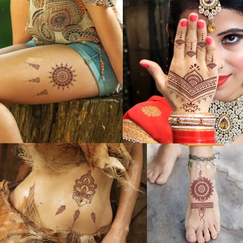 Xmasir 12 Sheets Brown Henna Tattoo Kit thumb #4