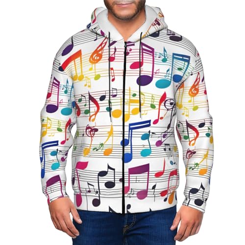 Sweat à capuche notes de musique pour homme coupe décontractée - 6