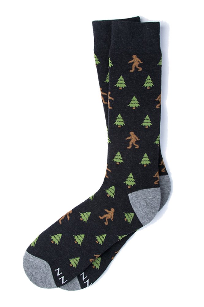 AlynnMen's Hipster Designer Gone Sasquatchin Sasquatch Big Foot Contemporary Crew Dress Socks