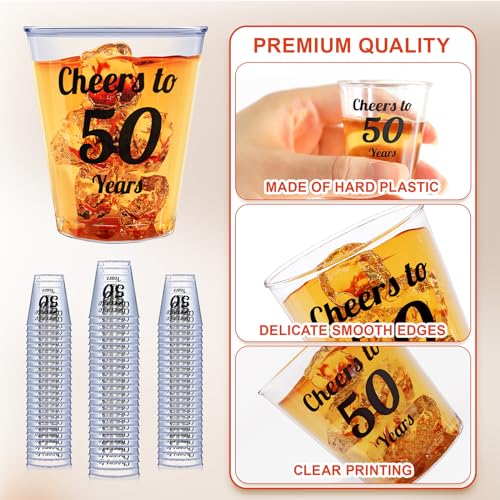110PCS Cheers to 50 Years Shot Glasses 2oz Disposable Cups, 50th Birthday Party Favors for Her and Him Women Men Anniversary Wedding Decorations, 50th Party Favors for Guests, Class Reunion Favors - Image 4