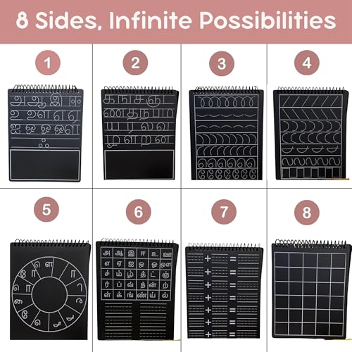 Image of Berrybee 8-in-1 Montessori Inspired Tamil Pre-Writing Board | Tracing Board for Akshar, Vowels, Consonants & Patterns | Reusable Handwriting Practice for Kids Age 2-6 | Educational & Durable (Tamil)