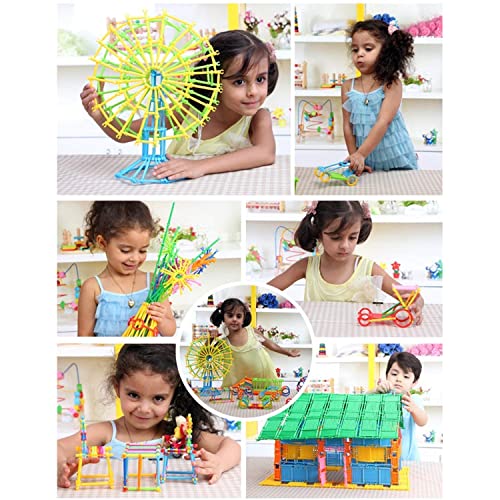 Image of Gambit Bulid Structures Interlocking Play Mat Building Sticks Blocks Set (250 Pieces) Smart Activity Fun and Learning Train Blocks for Kids - Multi-Color