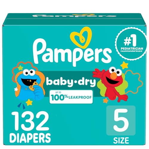 Image of Pampers Diapers - Baby Dry - Size 5, 132 Count, Absorbent Disposable Infant Diaper (Packaging May Vary)