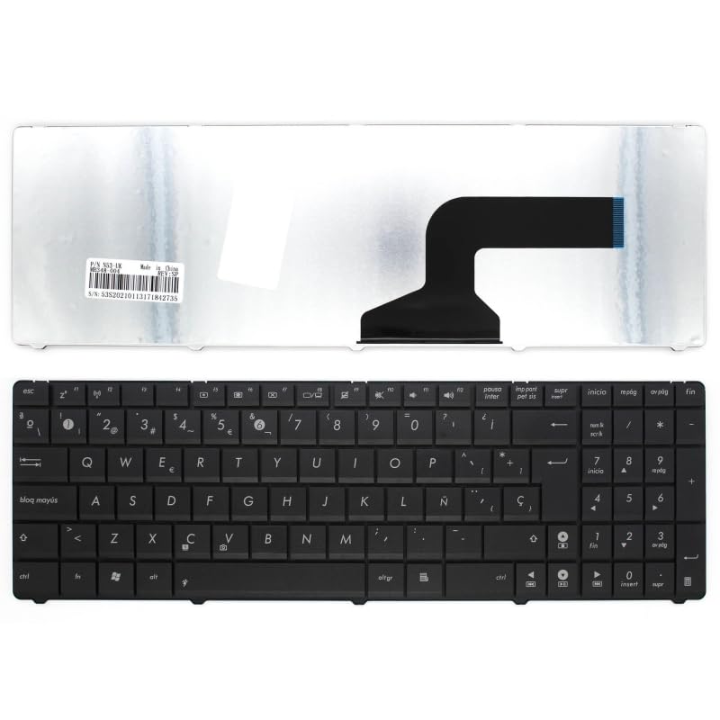 PORTATIL MOVIL - Teclado Compatible con ASUS N53S N53SM N53SV N73S Teclas Recambio Keyboard Replacement Piezas Renovar Interior Laptop PC Computadora Fácil