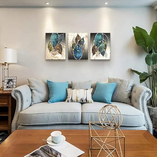 Tableau abstrait de feuilles sur toile décoration murale chic - 3