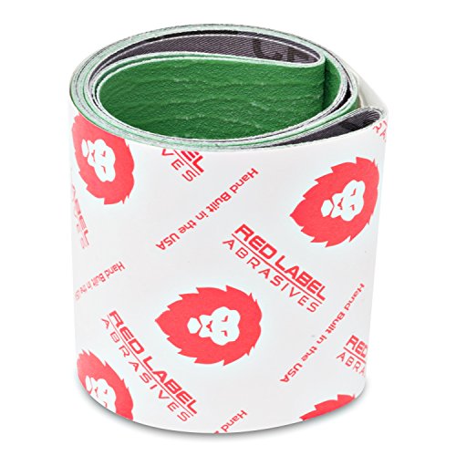 Red Label Abrasives 4 X 36 Inch Metal Grinding Ceramic Sanding Belts 120, 180, 220 Grits, Extra Long Life, 3 Pack Assortment