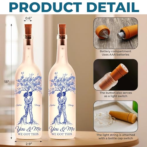 Image of Pawfect House Custom Bottle Lamp, Personalized Anniversary Wedding Gifts for Husband and Wife, Him and Her, Roots of Love Run Deep, Wife Gifts from Husband, Romantic Gift for Couple
