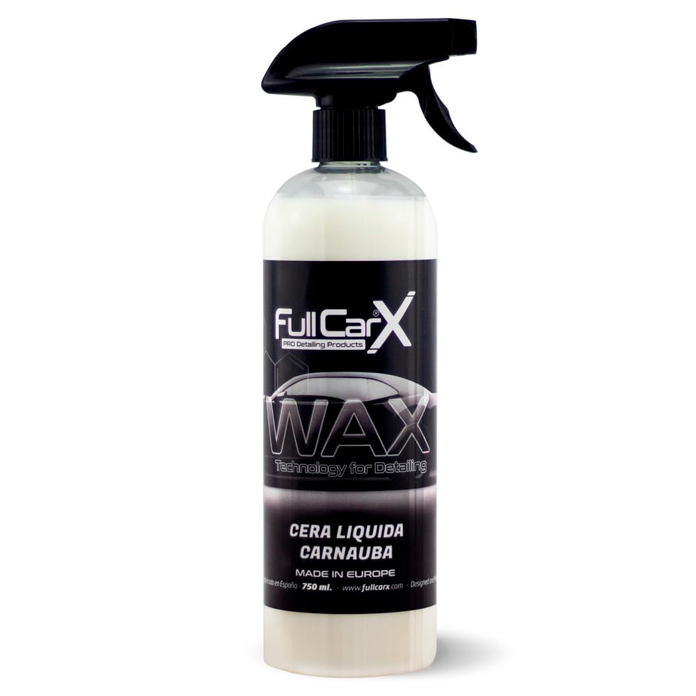 FULLCARX Wax Technology 750ml Cera Carnauba Líquida para Coche Alto Brillo Protección Duradera, Poder Hidrofóbico Repele Agua, Aplicación Fácil, Limpiador Seco, Producto Limpieza Detailing Profesional