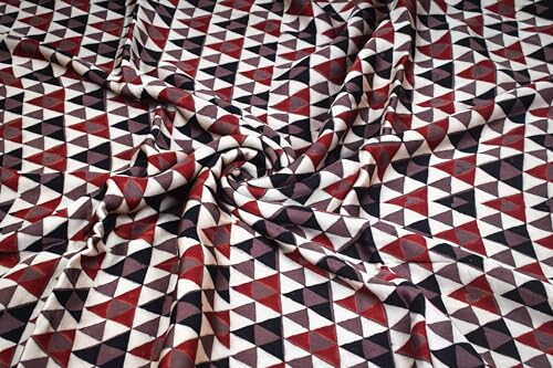 Image of Ethnics of Kutch Womens's Ajrakh Modal Silk Natural Dye Hand Block Print Unstitched Kurta Fabric