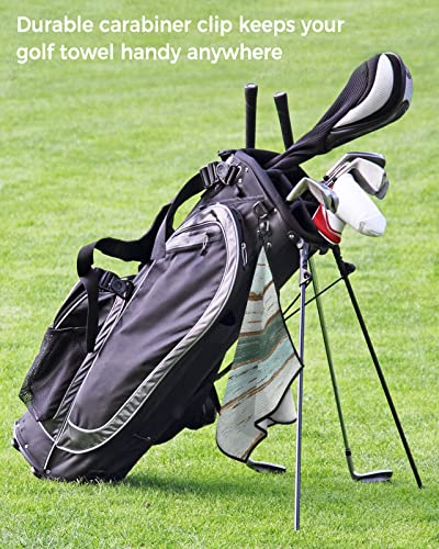 Golf Towel Vintage Farmhouse Wood Barn Waffle Pattern Towels With Carabiner Clip,Microfiber Golf Accessories Green Ombre Wooden Plank Club Cleaner Towel For Golf Bags #TOP6